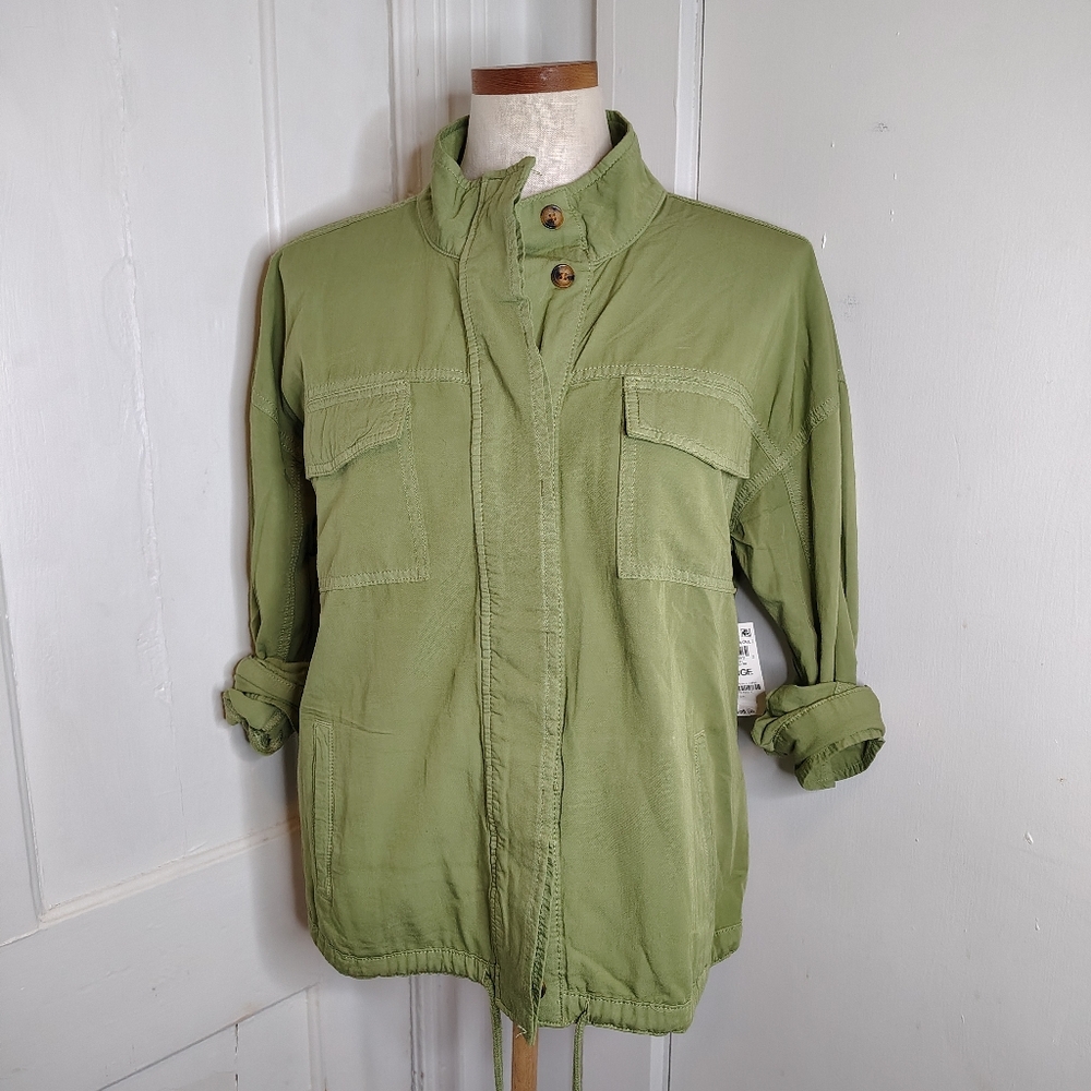 NWT Style & Co. Cinch-Hem Utility Jacket Tamarind Green Women's Size Large